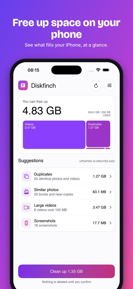 Diskfinch on iPhone, screenshot 1